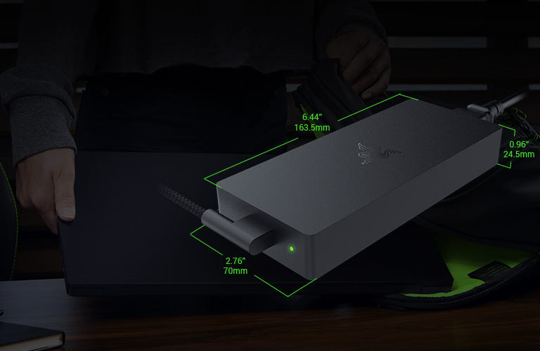 280W GaN Charger 6.44 inch length x 2.76 inch width x 0.96 inch height